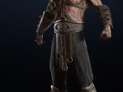 Werewolf-RIGGED warrior Low-poly 3D model