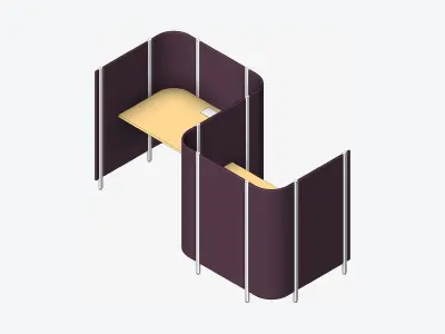 Office Pod - Workspace - Officetec - Open - Side To Side Low-poly 3D model