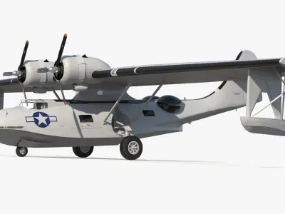 Flying Boat Consolidated PBY Catalina WWII Rigged 3D model