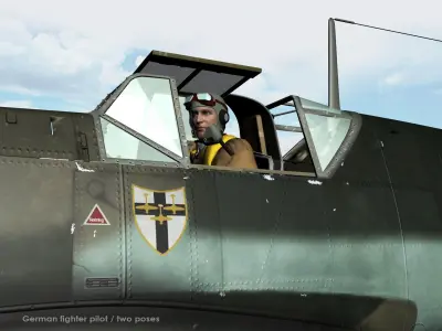 German fighter pilot ww II 3D model