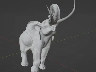 Elephant with tusks 3D model shop