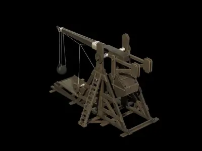 Medieval Siege Weapon - Trebuchet Low-poly 3D model