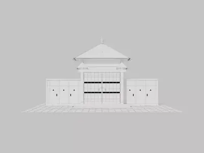 Japanese Karamon Gate - Karahafu Curved Roof Low Poly Low-poly 3D model
