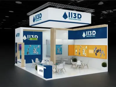 Exhibition Stand Stall Two Side Open 8X6 3D model