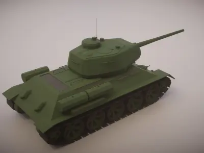 Simple T-34-85 Tank Low-poly 3D model