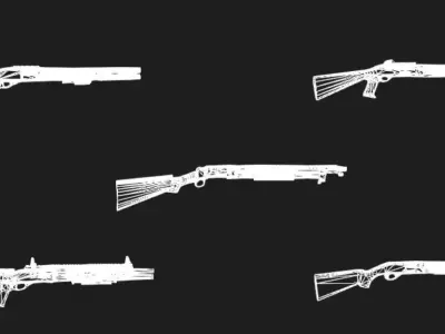 guns rigged shotgun pack 3D model