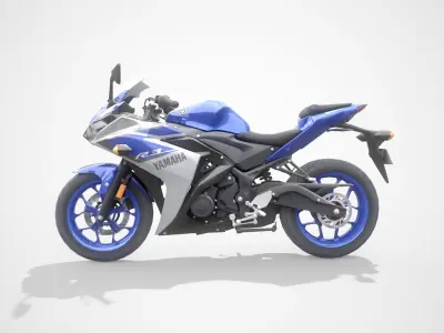 Yamaha R3 motorcycle Low-poly 3D model