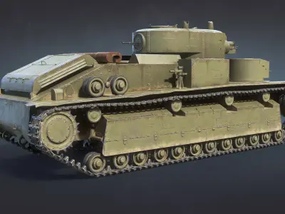 T-28 Medium Tank Low-poly 3D model