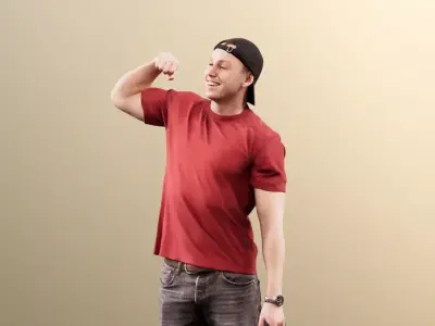 Nick 11552 - Young Man With Sports Bag Flexing His Biceps 3D model