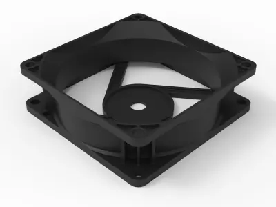 Computer Cooling Fan Case with Fan Blade 3D print model