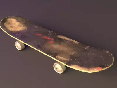 Old Skateboard Low-poly 3D model Low-poly 3D model