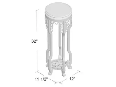 Round Pedestal Mahogany Plant Stand 3D model