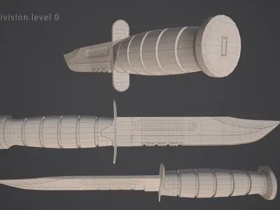 Ka-Bar Combat Knife - PBR - Low-poly 3D model