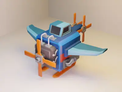 Propeller Cube Plane Fantasy  Low-poly 3D model