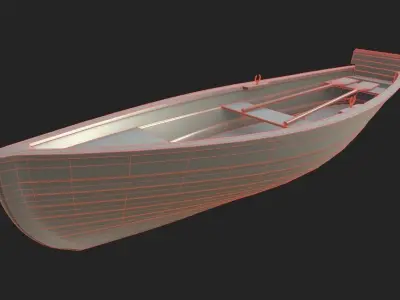 Row boat Low-poly 3D model get