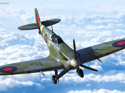 British WWII Fighter Aircraft Supermarine Spitfire 3D model