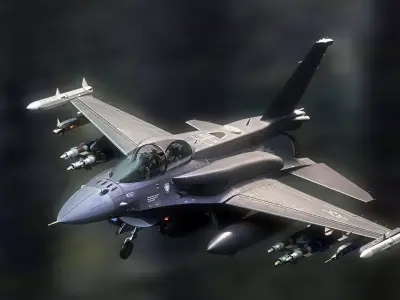 F-16D Block 60 with Cockpit-Fully Rigged-Changabel Textures Low-poly 3D model