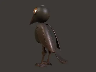 Mechanical Bird Figurine Low-poly 3D model