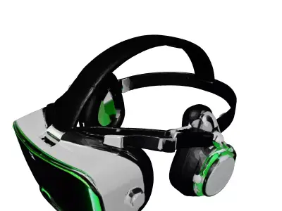 Modern VR Headset with Headphones 3D model