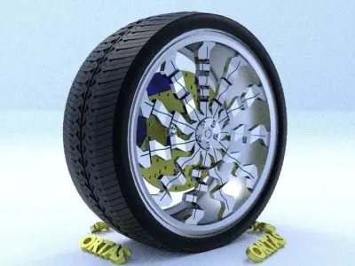 ORTAS CAR RIM 15 GAME READY RIM TIRE AND DISC 3D model