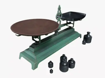 Beam balance scale Low-poly 3D model