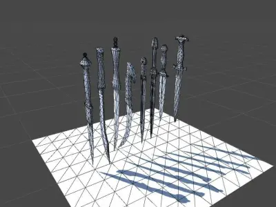 Realistic set of daggers Low-poly 3D model
