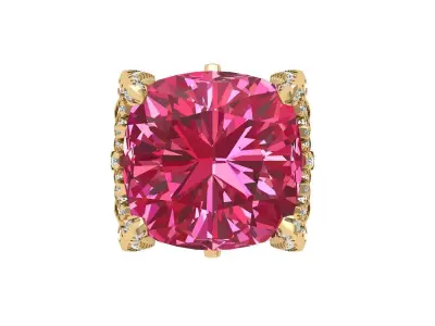 Cushion Solitaire Art deco Ring 3D print model 8