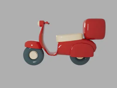 Pizza delivery red bike  3D model