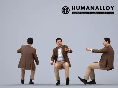 Basics0054 - A set containing 7 models of male adults driving 3D model