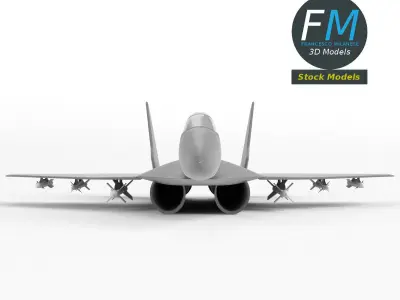 Stylized Twin-Engine Fighter Jet base mesh 3D model