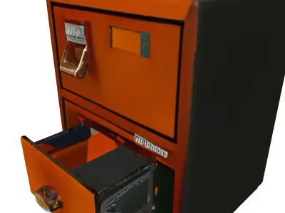 Vintage Distressed Metal Filing Cabinet Low-poly 3D model