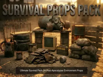 Apocalyptic Vehicles and Survival Props Mega Pack Game Ready PBR