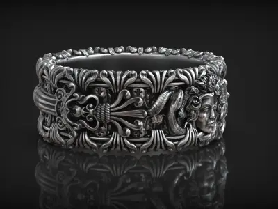 Medusa Gorgona Head Greek Antique Myth Ornamental Ring 3D print model