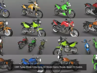 CBR Types Bikes Collections 3D Model Game Ready Asset 3D Model Pack purchase