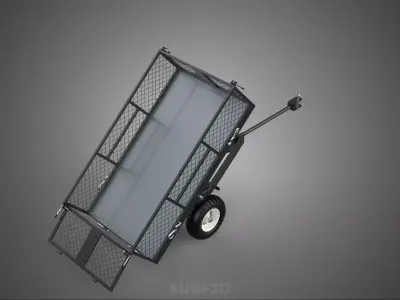 TIPPING HAULING WOOD DIRT DEBRIS CARGO TRAILER CART WAGON DOLLY 3D model