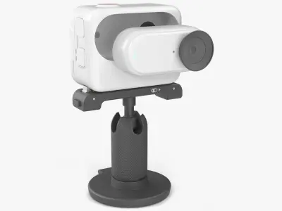 Compact Action Camera with Rear Touchscreen on Stand 3D model