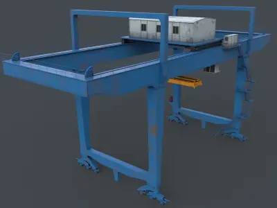 PBR Rail Mounted Gantry Crane RMG V1 - Blue Light Low-poly 3D model