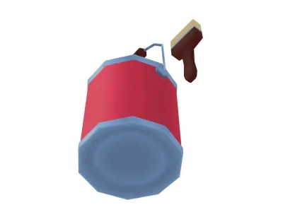Paint Bucket and Brush - Hand Painted Free 3D model