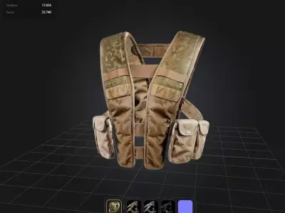 military  vest game ready UE5 PBR Low-poly 3D model