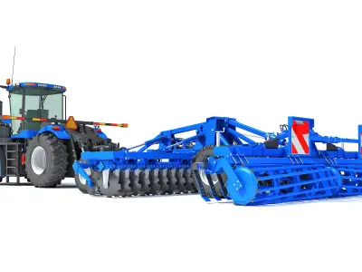 New Holland Tractor with Disc Harrow 3D model