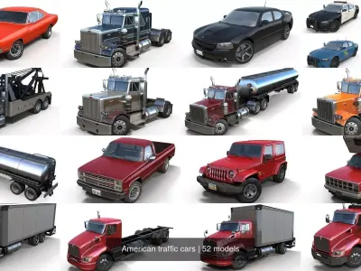 American traffic cars 3D Model Pack