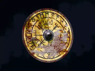 Viking shield 5 - Bloodied Relic Low-poly 3D model