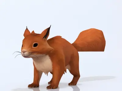 Squirrel colorful Low-poly 3D model