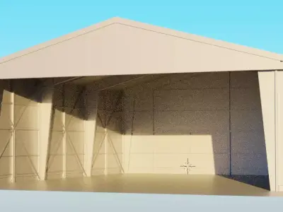 Aircraft Hangar Car Garage Free low-poly 3D model