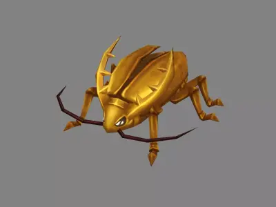 Cartoon golden beetle  Low-poly 3D model