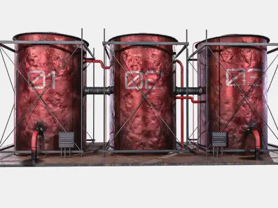 oil Tanks Low-poly 3D model purchase