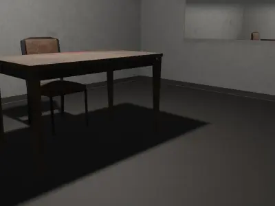 Interrogation Desk and Chair Low-poly 3D model