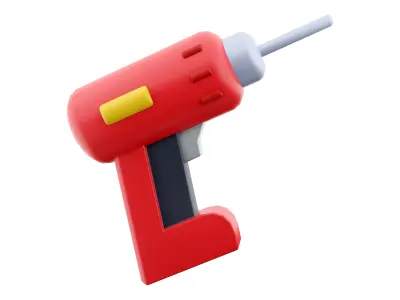 Cordless drill cartoon icon 3D model