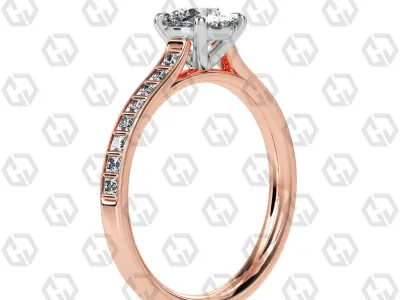 Ring 79 Round Shape and princess on shanks with Gems 3D print model