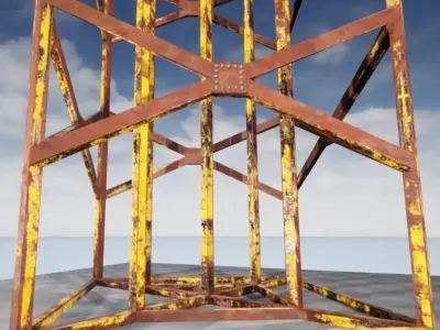 Rusty Metal Tower 4K Textures Game Ready Small Filesize Low-poly 3D model
